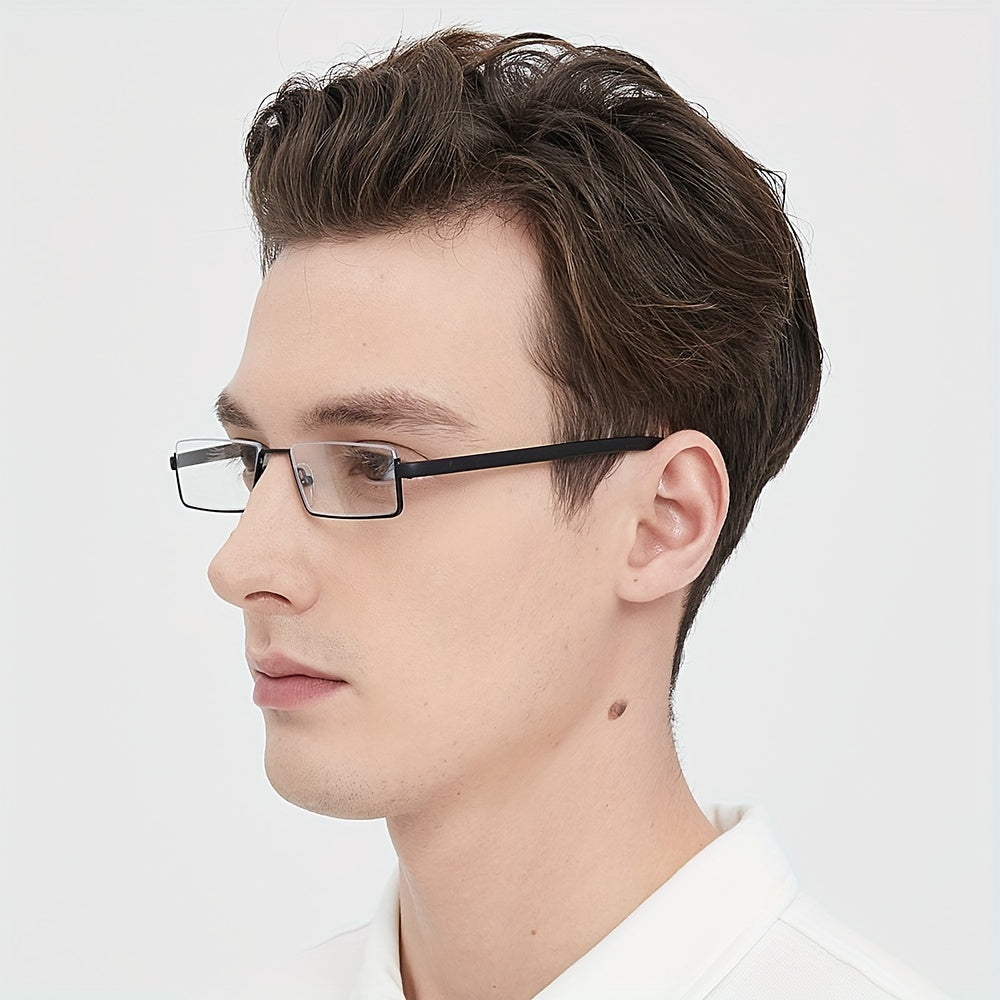 Men's Metal Square Reading Glasses TR90 Frame Presbyopia