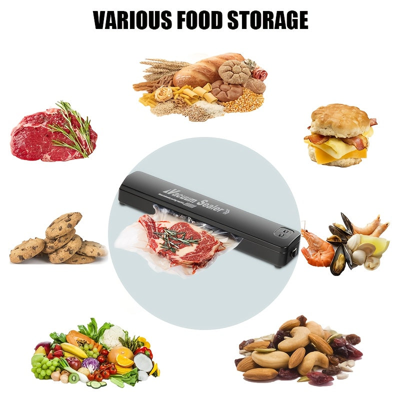 Автоматический вакуумный упаковщик для продуктов с 10 шт. вакуумных пакетов, режим для сухих и влажных продуктов, прост в использовании