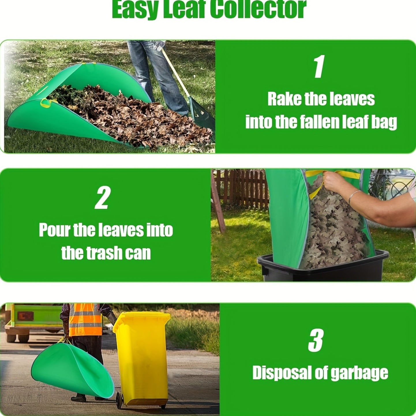 Durable Outdoor Leaf Collector with Pop-Up Dustpan Foldable Garden Waste Bag
