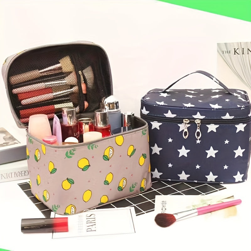 Large Capacity Waterproof Canvas Makeup Bag with Zipper and Foldable Design