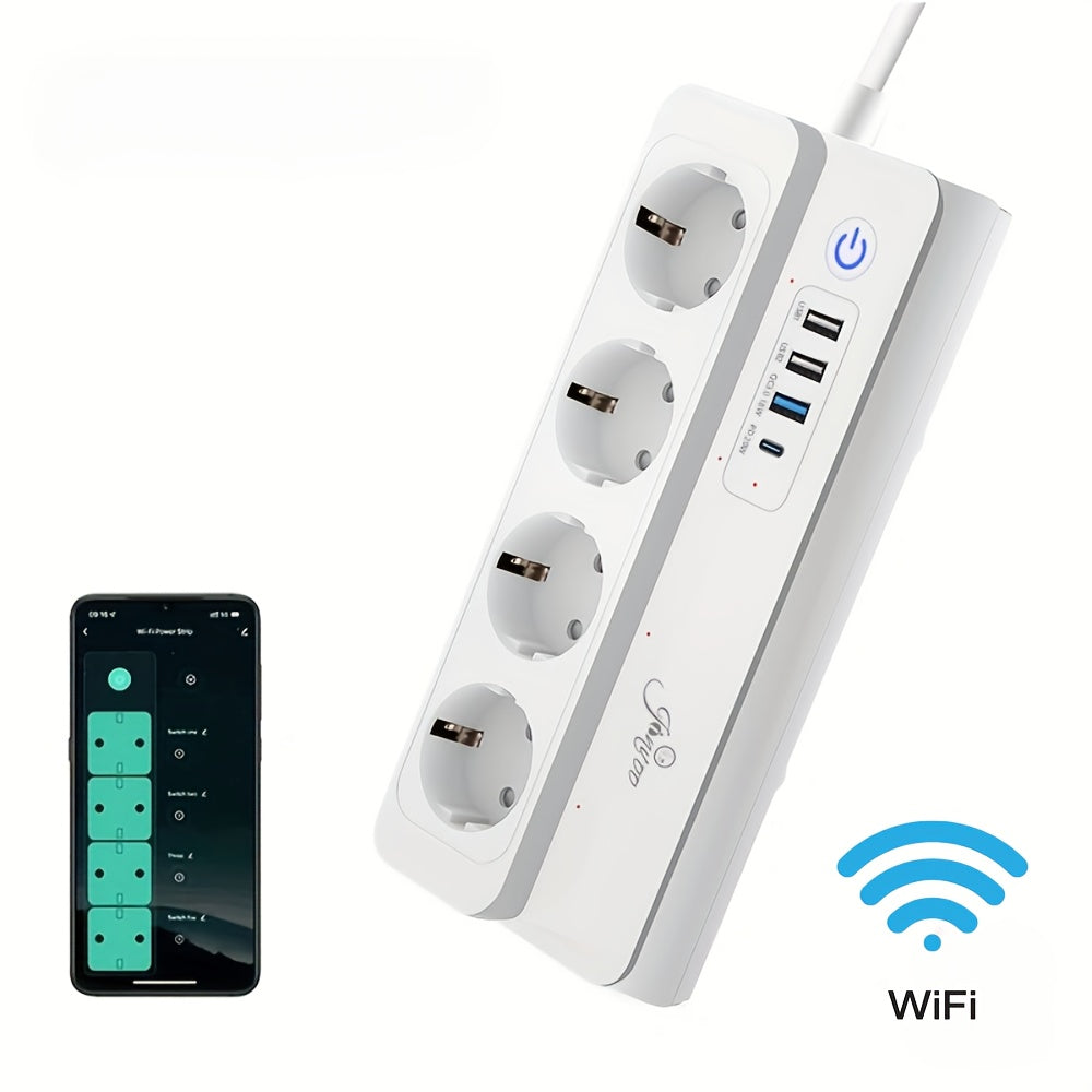 WiFi Smart Power Strip with 4 Outlets 3 USB Ports Voice Control Compatible with Alexa and Google Home