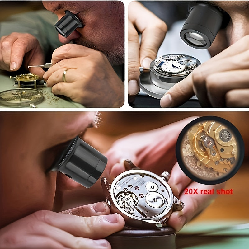 Set of 4 Jewelry and Watch Repair Magnifiers with 5x, 10x, 15x, and 20x Magnification