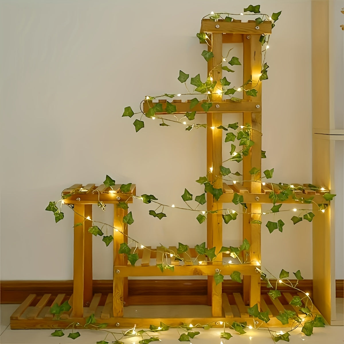 Зеленая гирлянда из листьев на шнуре 2м 5м 10м, работает на батарейках, для внутреннего декора