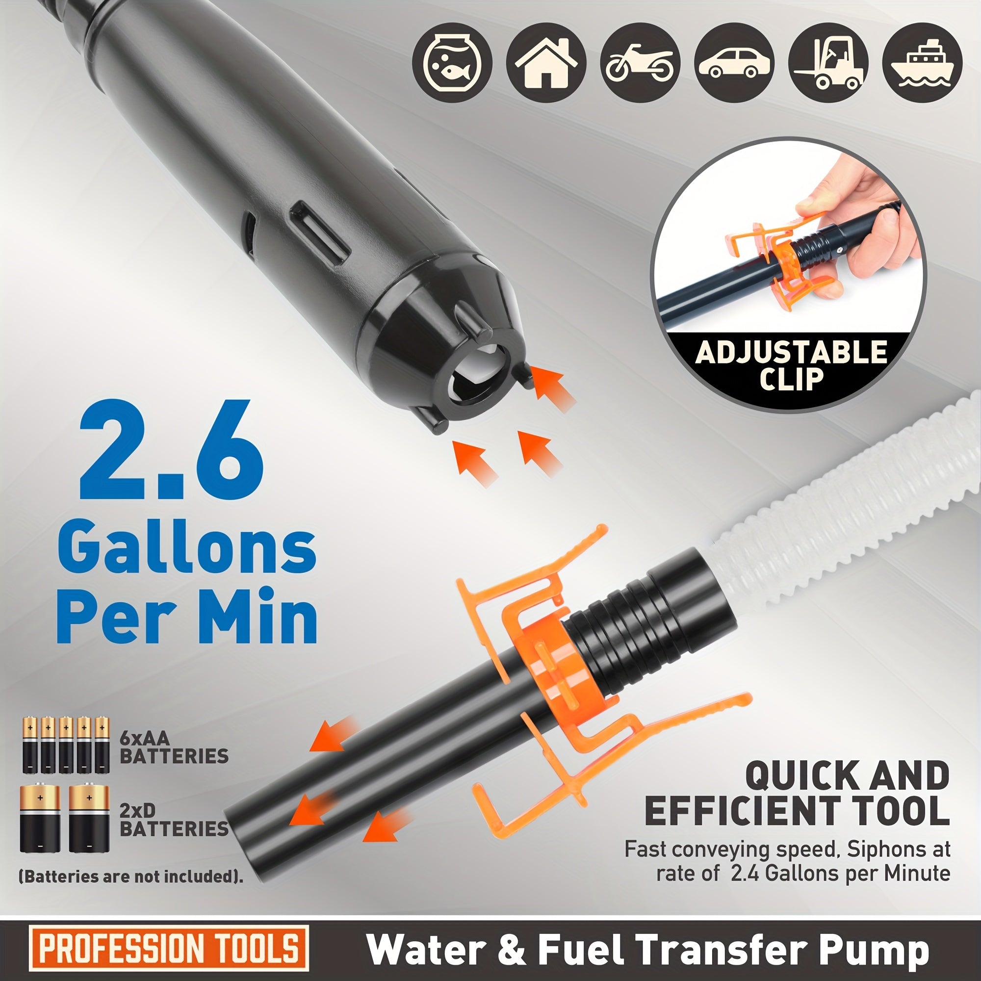 Electric Fuel Transfer Pump for Water and Oil 2.6 GPM Auto Tank Pump