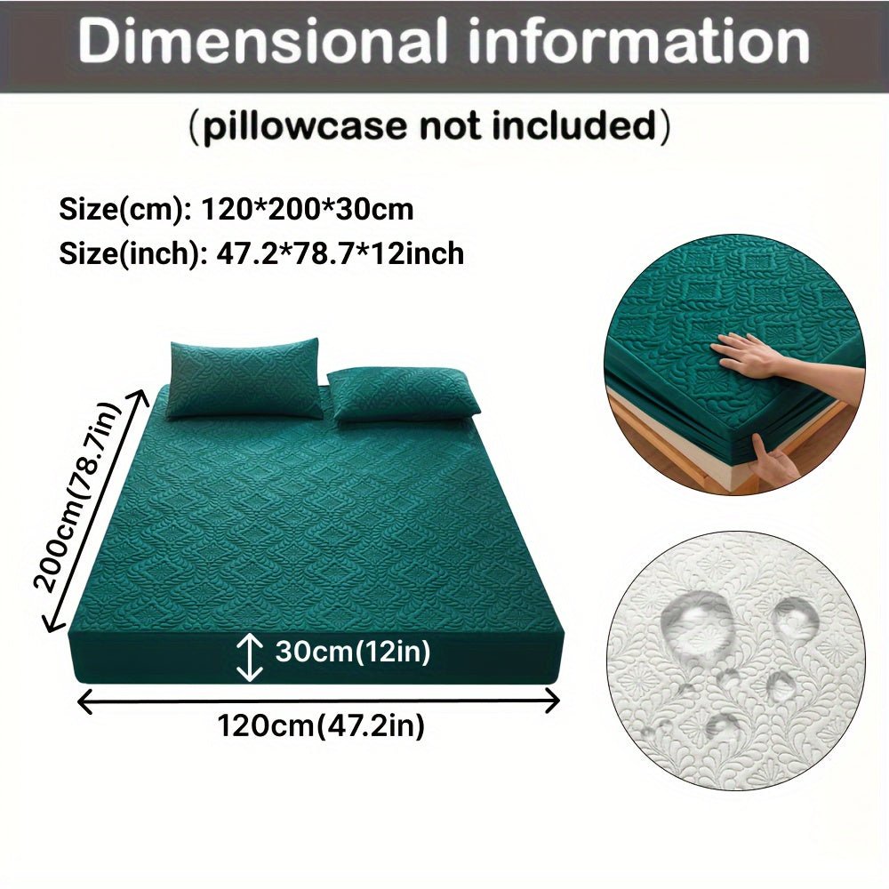 Waterproof Quilted Mattress Protector Fitted Sheet Teal 1-Piece Ultra-Soft Breathable