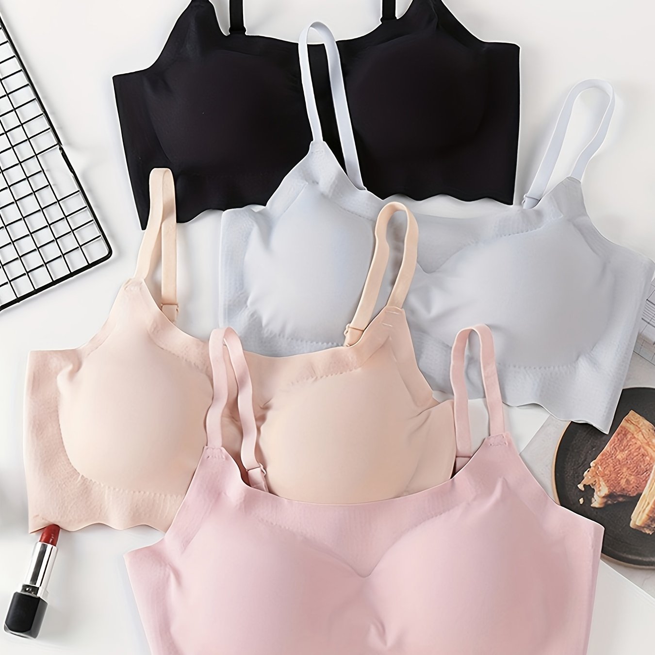 Women's Wireless Bralette with Adjustable Straps Seamless Comfort Pack of 4