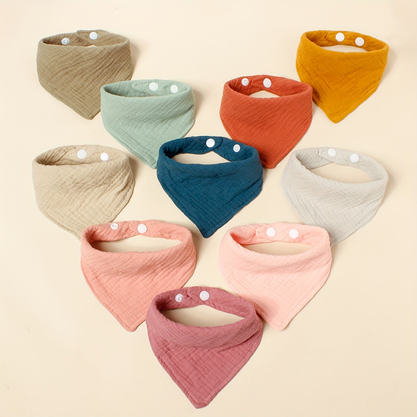 Baby Bibs Pack of 5 Cotton Muslin Triangle Drool Bibs for Teething and Feeding Adjustable for Infants Up to 3 Years