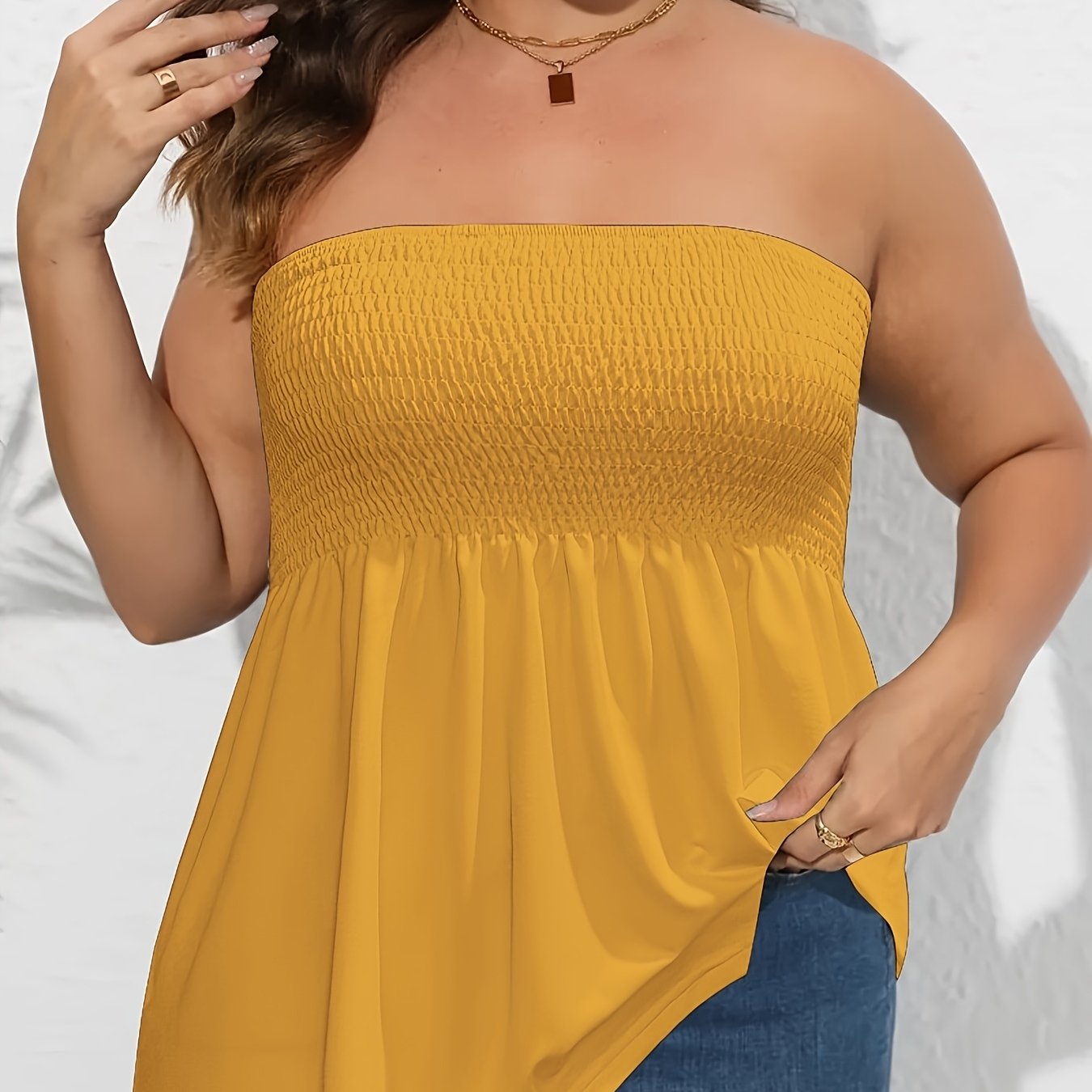 Женский топ-корсет с открытыми плечами, эластичный, однотонный, с рюшами, короткий рукав