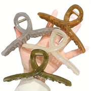 Set of 4 Transparent Shark Hair Clips for Back of Head Styling