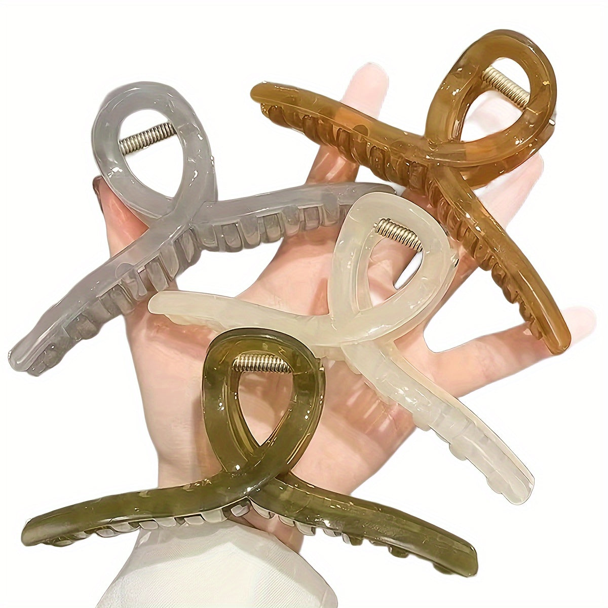 Set of 4 Transparent Shark Hair Clips for Back of Head Styling