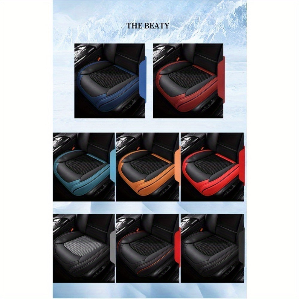 Funda de cojín de asiento de coche cuadrada de cuero sintético transpirable y de secado rápido, universal