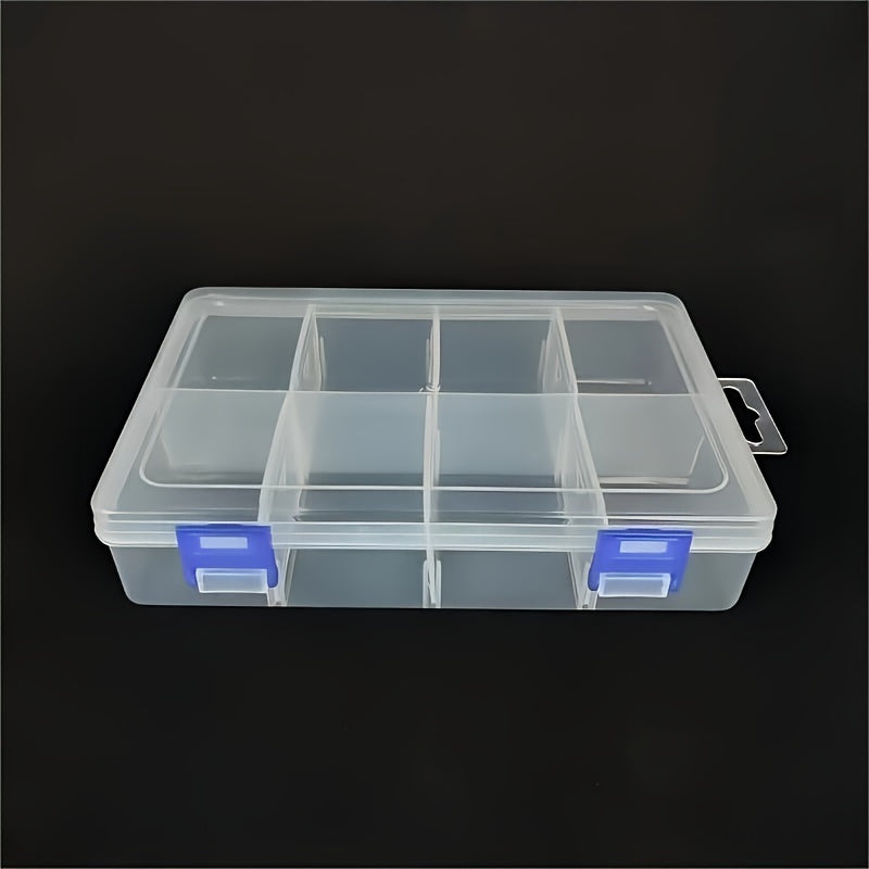 Transparent Storage Box with 8 Grids for Plastic Parts Organization