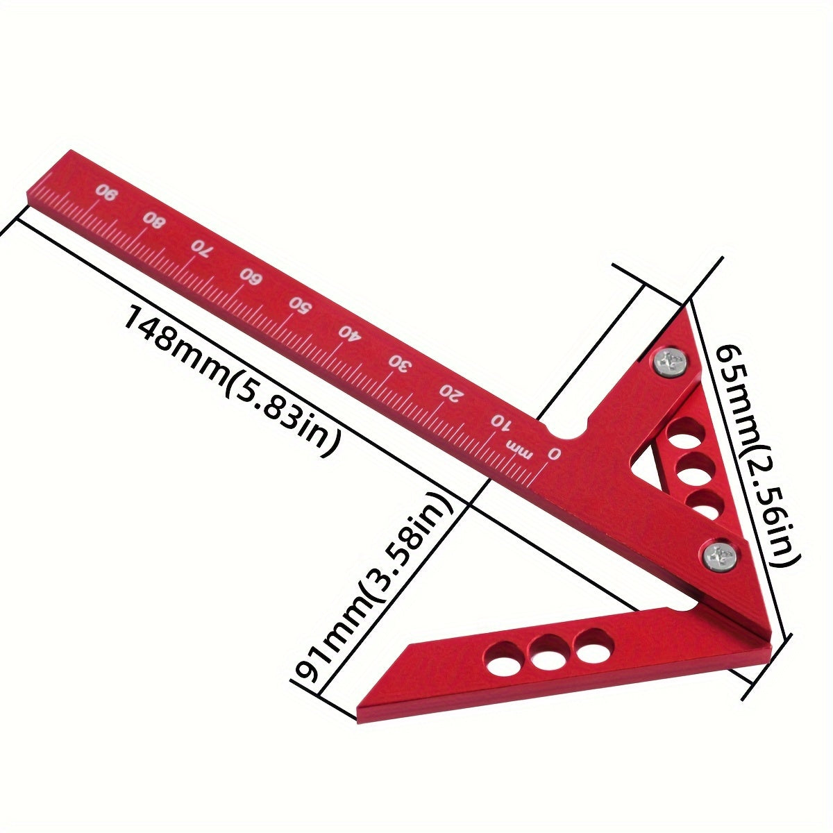 Woodworking Carpenter Square Aluminum Alloy Center Finder 45/90 Degree Right Angle
