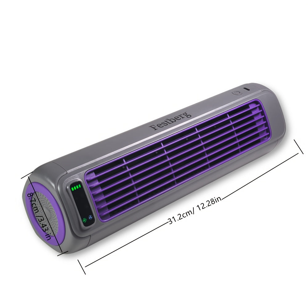 Portativ havo tozalovchi ventilyator, hidni yo'qotish funksiyasi bilan, USB orqali zaryadlanadigan, yengil va jim, uy va avtomobil uchun - Antrasit rang, ko'p maqsadli, energiya tejamkor, uy joylarini sovutadi va yangilaydi.