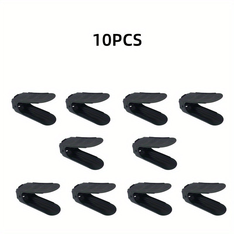 Estante para zapatos de doble capa ajustable y plegable, gris y negro, para almacenamiento de flats y zapatillas