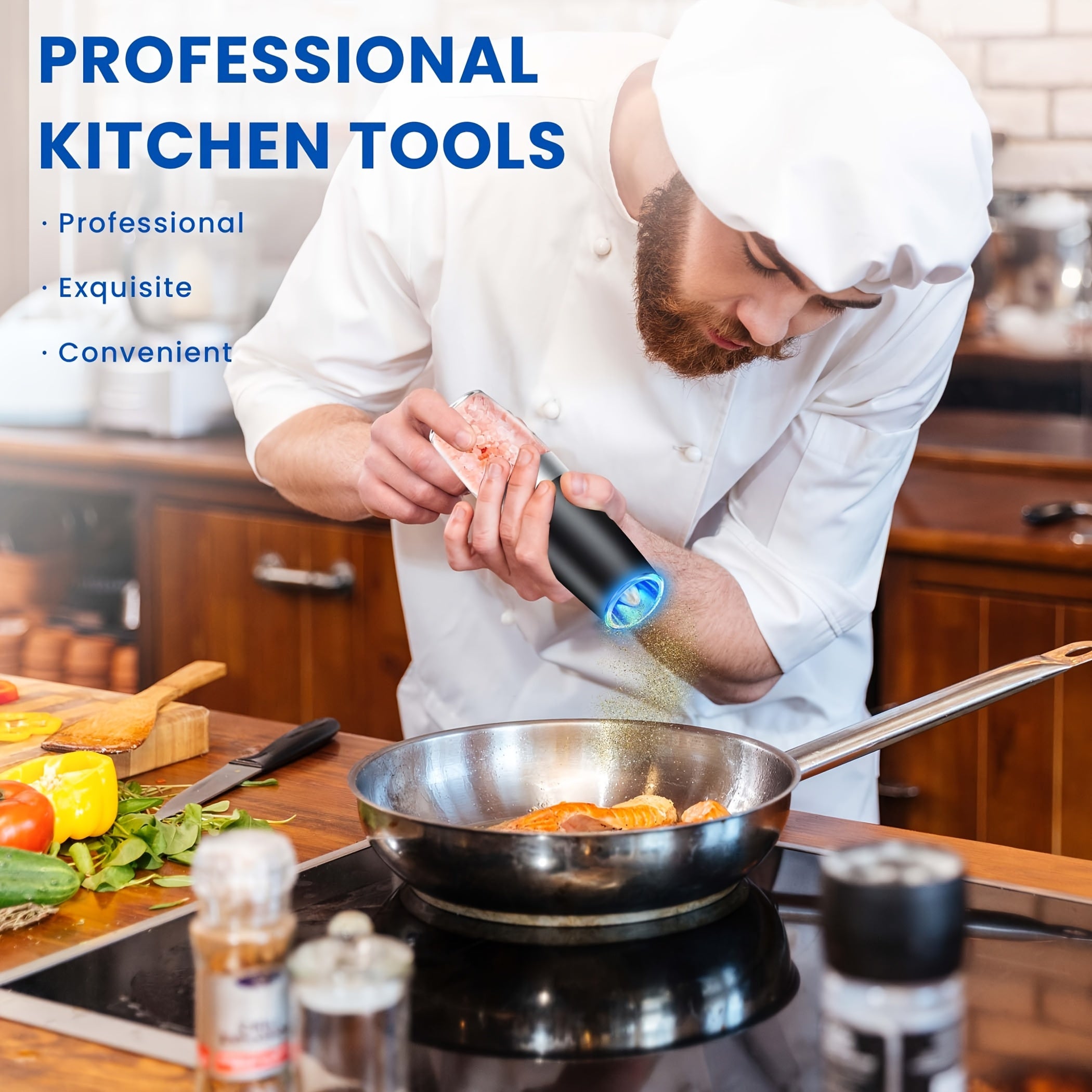 Ikki taqsimli elektr pechene va tuz maydalagich to'plami, sozlanadigan qattiqlik bilan, batareyali, LED chiroqlar, bitta qo'l bilan boshqarish, katta hajmli, yuviladigan, qora - Sevgililar kuni sovg'alariga ideal.