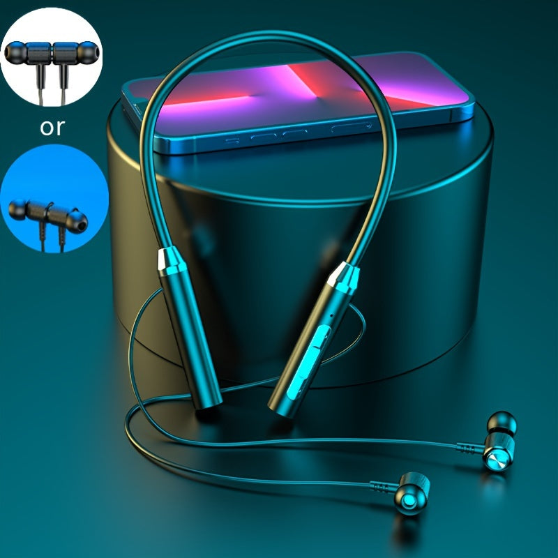 Wireless In-Ear Sports Neck Headphones with Rechargeable Battery and Type-C Charging
