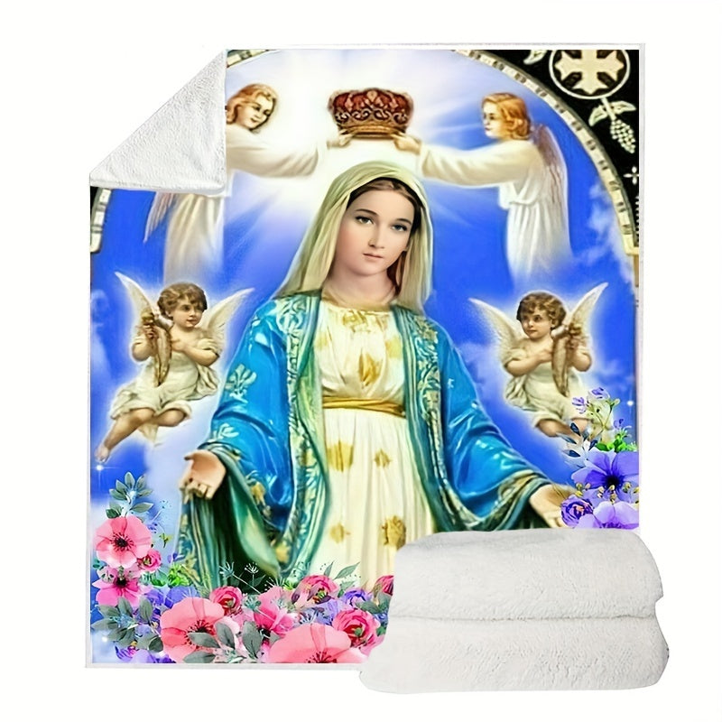 Virgin Mary Flannel Blanket for Travel Sofa Bed Home Decor 1 Piece