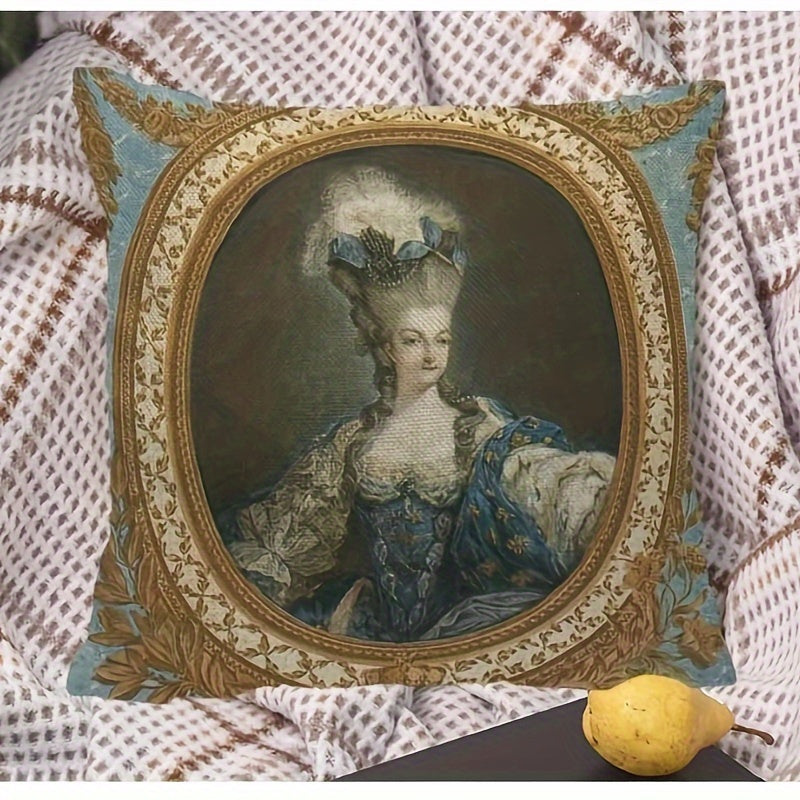 Funda de cojín decorativa con retrato de Marie Antoinette, poliéster, 45.72x45.72 cm