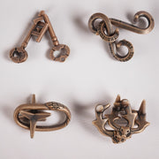 Metal Brain Teaser Puzzle Set for Adults Bronze Portable Logic and Problem Solving