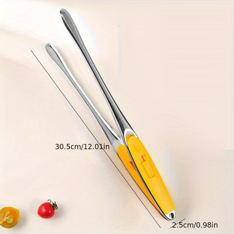 Stainless Steel BBQ Tongs, High-Temperature Resistant, Food-Safe Grilling Tool