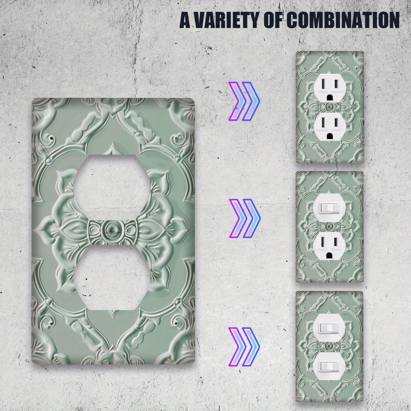 Tapa de interruptor de pared de estilo antiguo, color verde salvia beige, 1 gang, 2 gang, placa decorativa para dormitorio, cocina