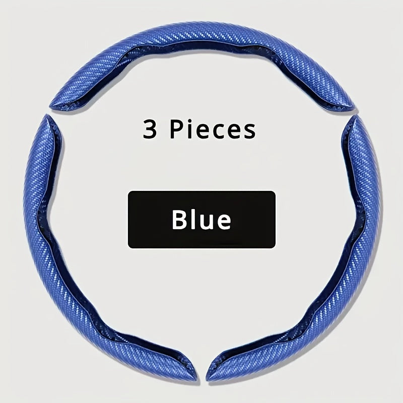 Car Steering Wheel Cover Set Carbon Fiber Matte Anti-Slip Universal 15.16 Inch
