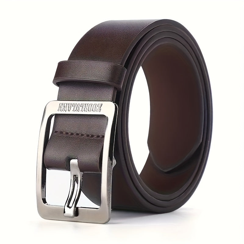 Faux Leather Belt for Men with Pin Buckle Casual Formal Adjustable