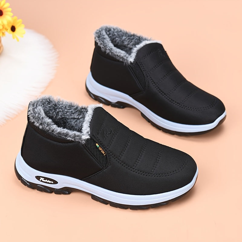 Women's Faux Fur Lined Ankle Boots Slip-On Winter Snow Casual Shoes