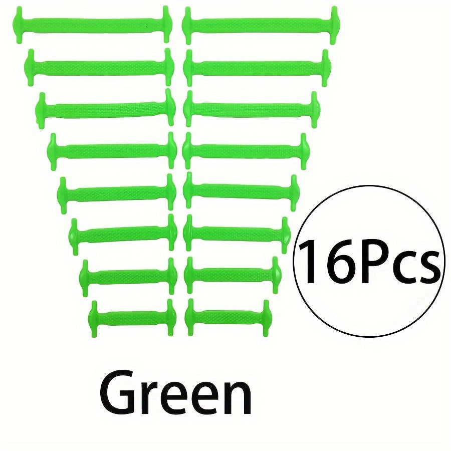 Unisex Stretchy Silicone Lazy No Tie Shoe Laces Flat Elastic Shoe Ties 16 Pack
