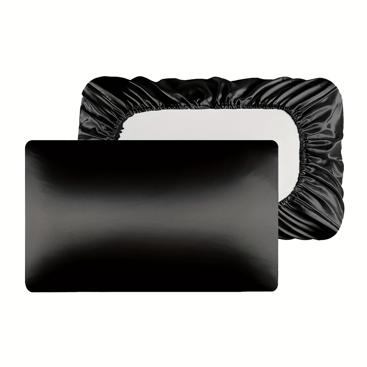 Pair of 2 Satin Elastic Pillowcases Solid Color Silky Soft Bedroom Sofa Covers