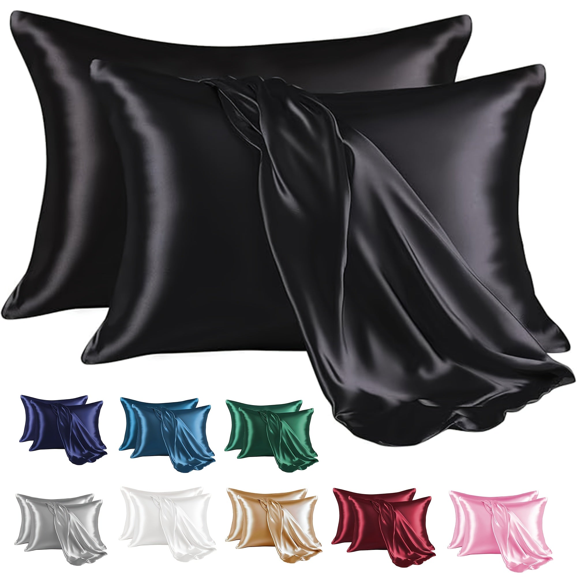 Set of 2 Satin Pillowcases for Luxurious Bedding in Soft Colors