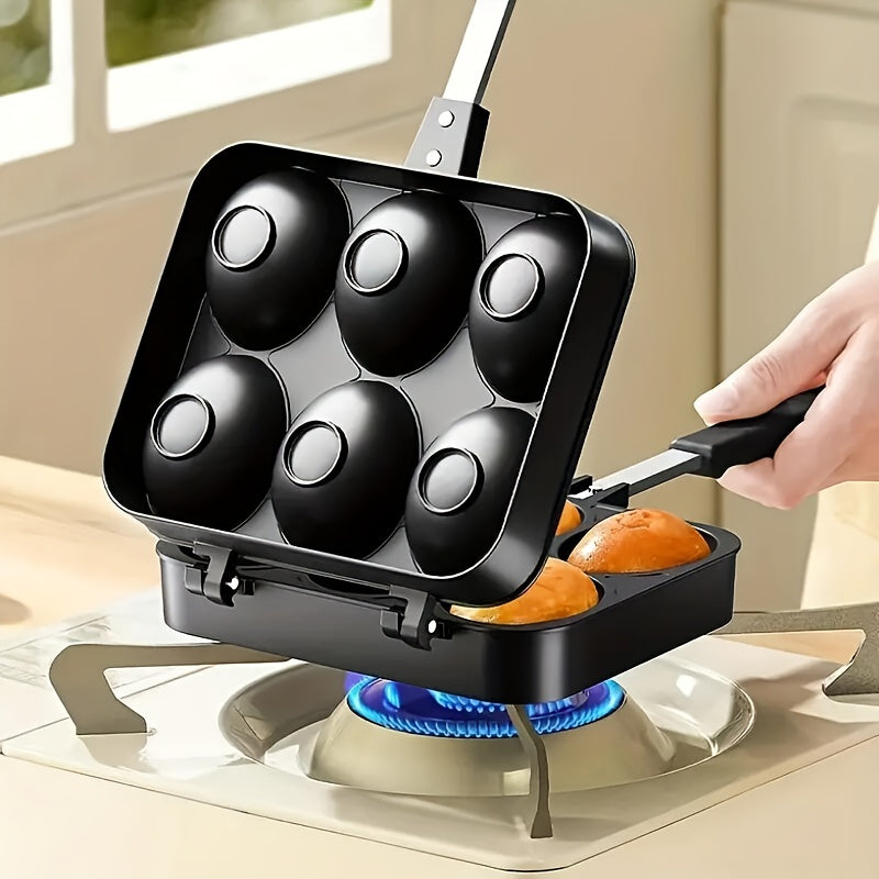 Double-sided egg waffle maker non-stick surface for home outdoor cooking