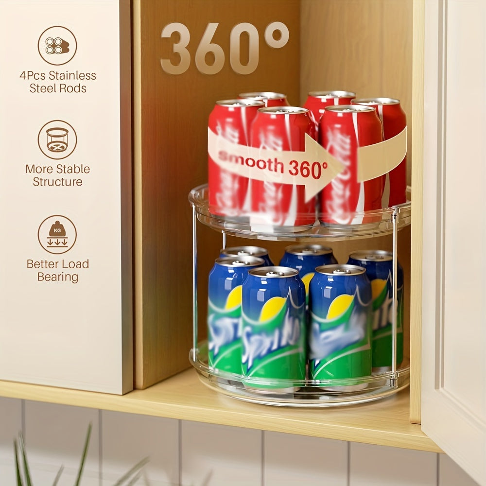 Organizador de plato giratorio Lazy Susan de 2 niveles, estante para especias de 23.5cm para cocina y baño