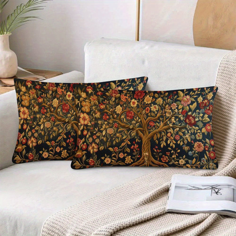Set of 2 Tree of Life Pillow Covers 50.8x30.48cm Indoor Outdoor Decorative Zipper Closure