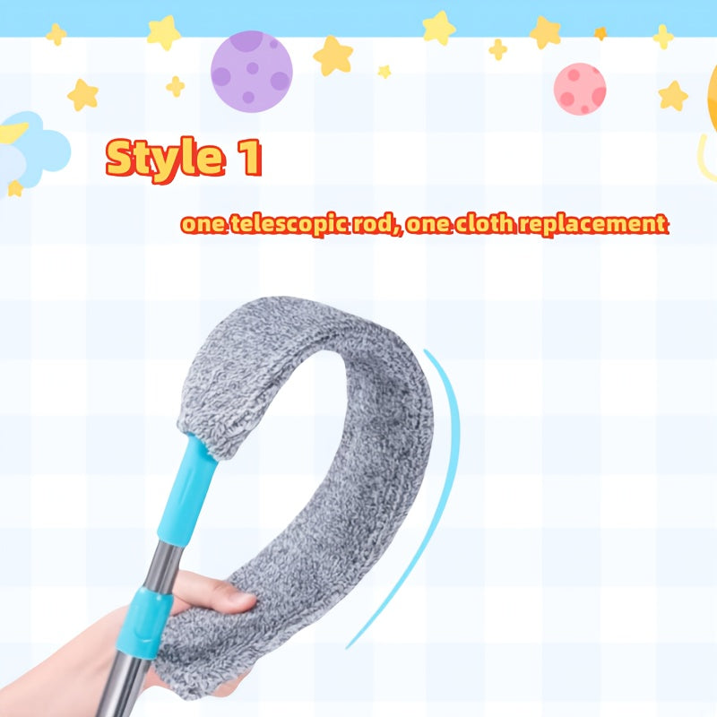 Uy tozalash uchun sozlanadigan uzunlikdagi ko'k tutqichli tortiladigan chang tozalagich