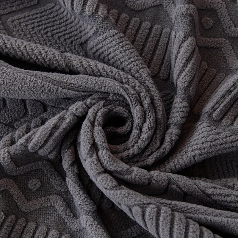 Qorong‘u kulrang chiziqli divan qopqog‘i, barcha mavsumlar uchun elastik uy himoyasi