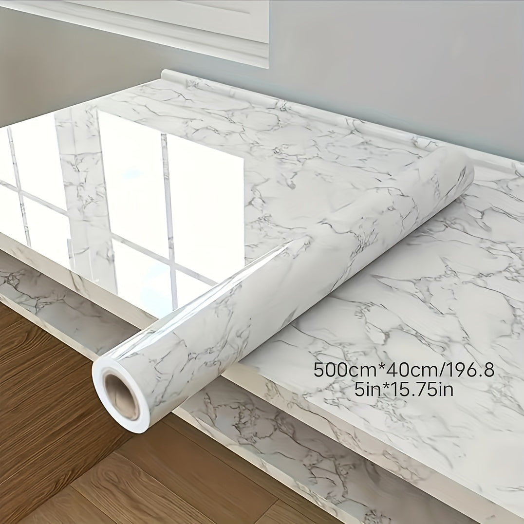 1 Rulon O'z-o'zidan yopishqoq marmar devor qog'ozi - Suv o'tkazmaydigan, yog' o'tkazmaydigan oshxona orqa fondi stiker, tuzilgan qora va oq/gray naqshlar bilan. Kesish oson va uy bezatish va xona yangilash uchun mustahkam.