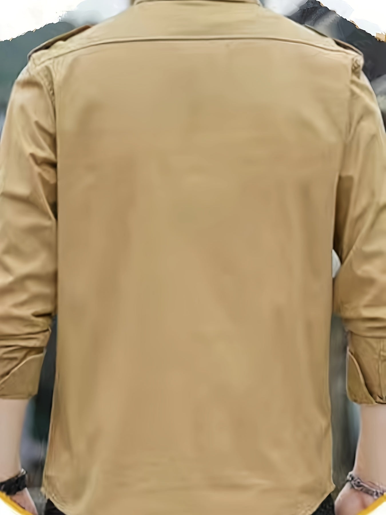 Мужская винтажная хлопковая рубашка с нагрудными карманами-накладками, длинный рукав для отдыха на природе