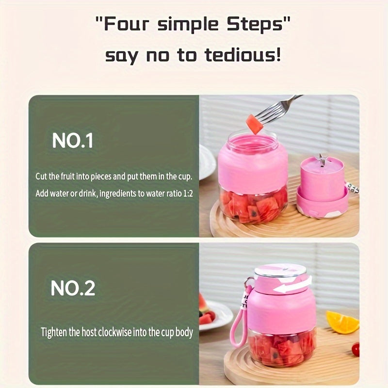 Rechargeable Compact Juicer Cup with USB Charging and 1300mAh Battery for Home and On-the-Go