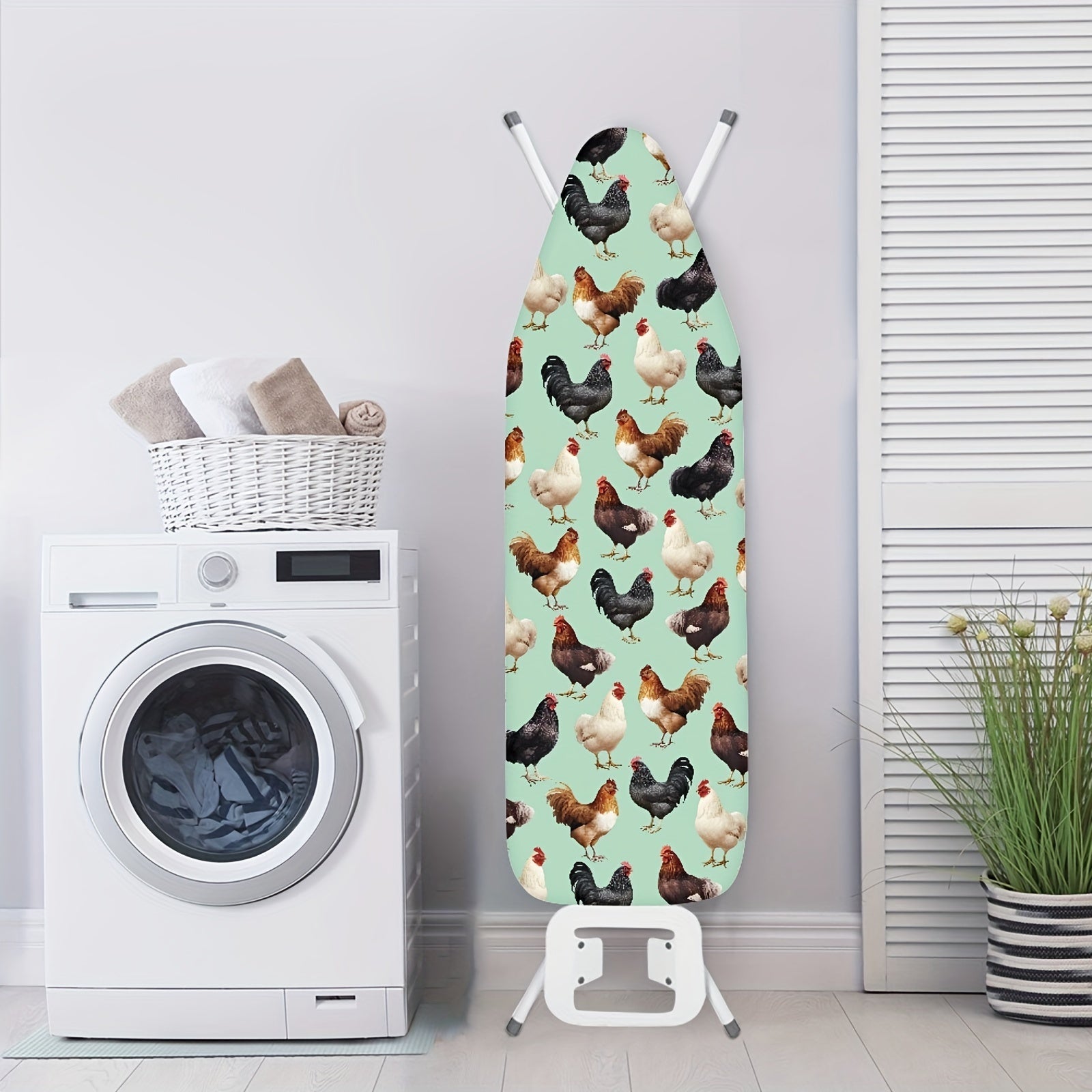 Ironing Station Cover with Farm Rooster Pattern, Burn-Resistant, 38.1cm x 137.16cm