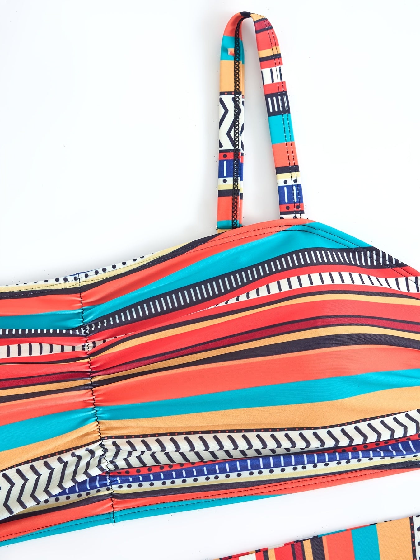 Set of 4 Geometric Pattern Swimsuits for Women with Crew Neck, Removable Chest Pads and Medium Stretch Polyester Fabric