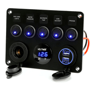 Multi-Function 5 Gang Rocker Switch Panel with USB Charger Volt and Fuse