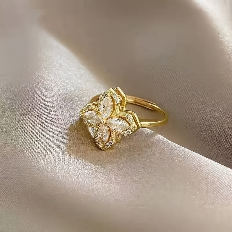 Luxury Jewelry Set 18K Gold Plated Titanium Steel Cubic Zirconia Necklace Ring Earrings Gift