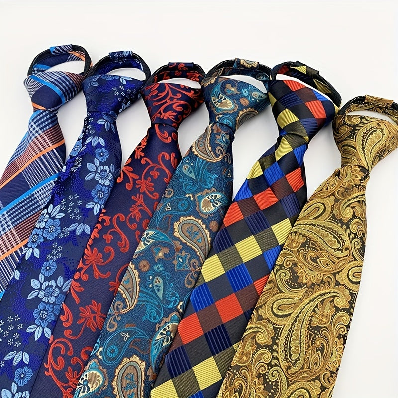 Men's Paisley Polyester Zipper Tie with Easy Pull Design in Spot Supply