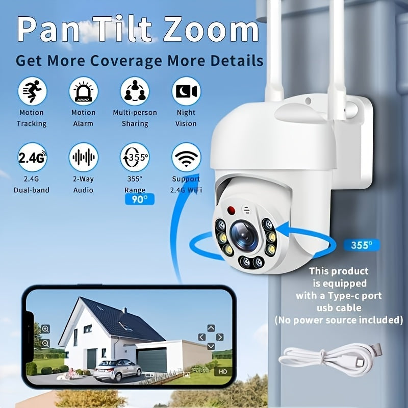 2MP WiFi Security Camera with AI Human Detection Pan Tilt Zoom Two-Way Audio Outdoor Surveillance