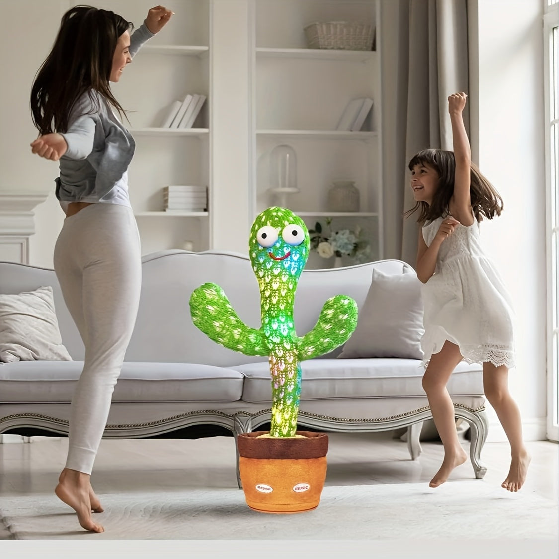 Electric Plush Toy for Kids Green and Multicolor Wiggling Singing Glowing Gift