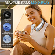 2024 Yangi Model Aqlli Moslashuvchan Bo'yin Ventilatori Type-C Tez Zaryadlash LED Ko'rsatuv Bladeless