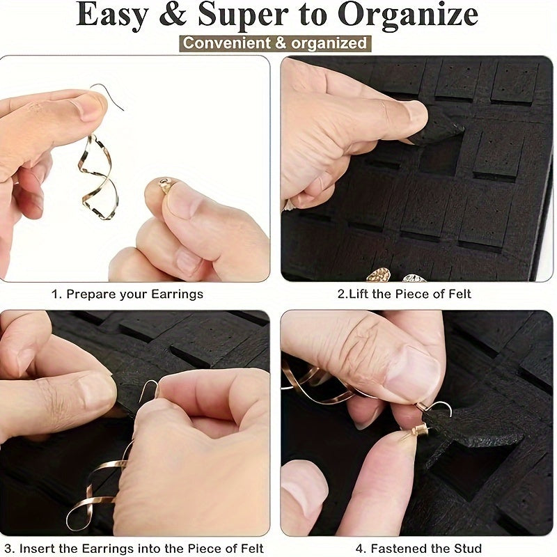 Organizador de joyería colgante con ganchos, exhibidor de pendientes y collares de fieltro montado en la pared