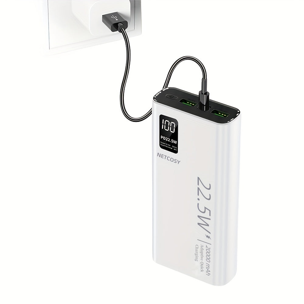 20000mAh Portable Power Bank with Fast Charging for iPhone Huawei Xiaomi White